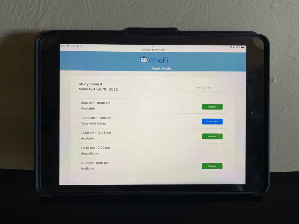 WhoFi Kiosk Mode on Tablet