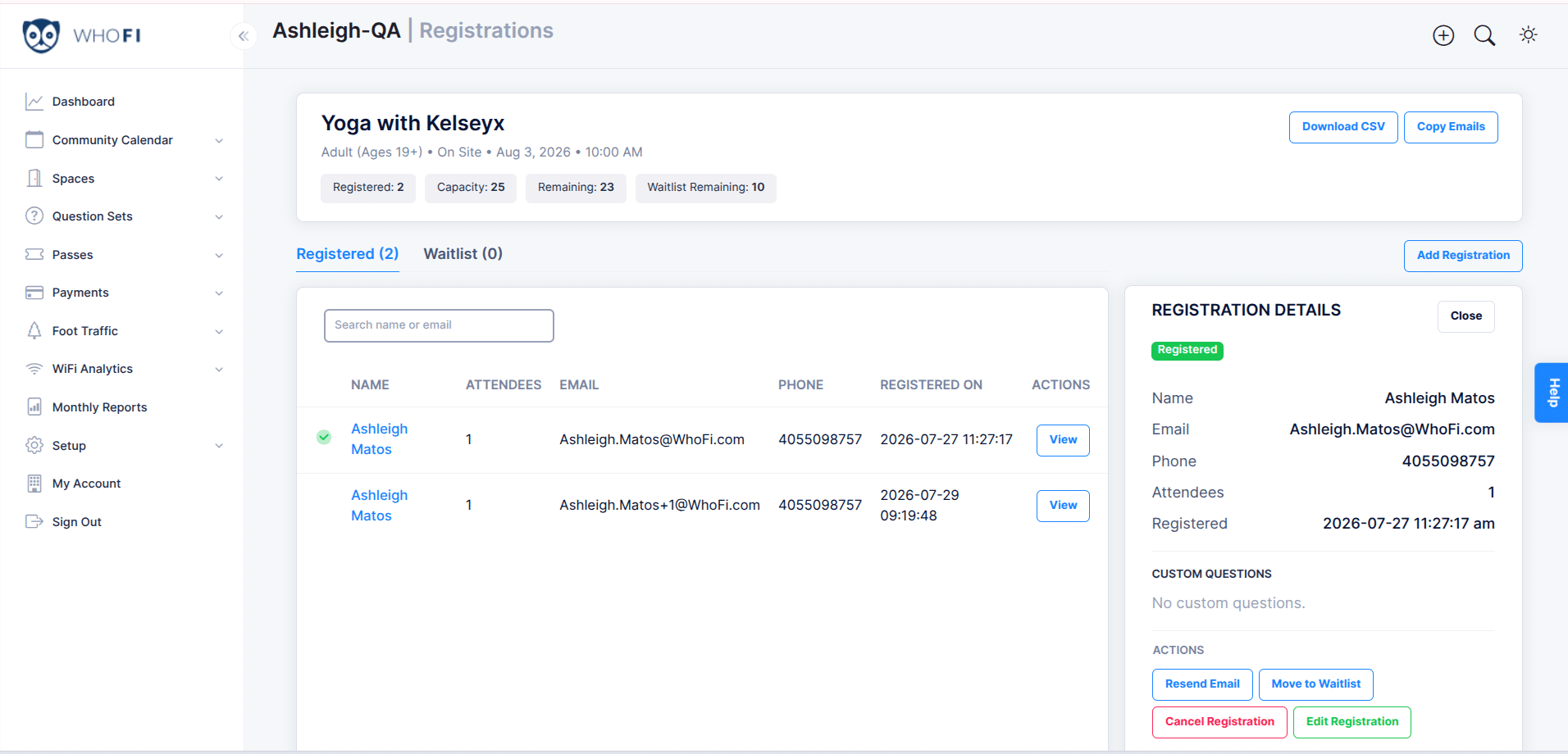 WhoFi Registration Hub Screenshot
